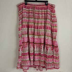 Liz & Me 2X (22/24) Full Skirt Floral Boho Green trim Cottage Core